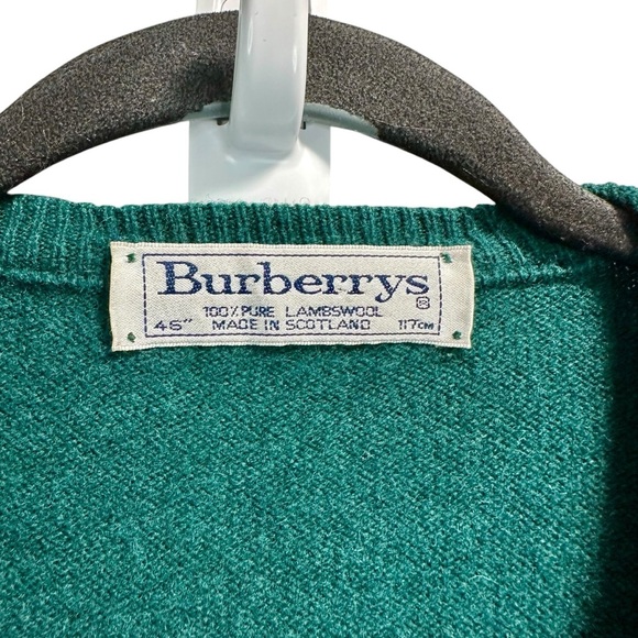 Vintage Burberrys 1990s Lambswool Argyle V Neck Sweater - Picture 4 of 5
